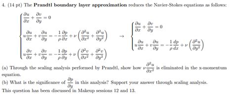 Solved 4 14 Pt The Prandtl Boundary Layer Approximation Chegg