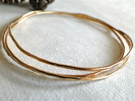 14K Gold Filled Bangles set of 3 - Etsy