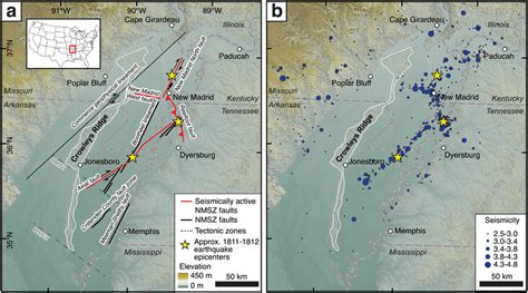 A Location Map Of The New Madrid Seismic Zone Nmsz Illustrating