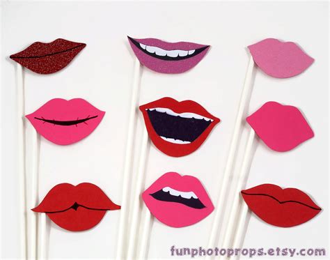 Items Similar To Photo Booth Props 9 Piece Lips Photo Booth Prop Set