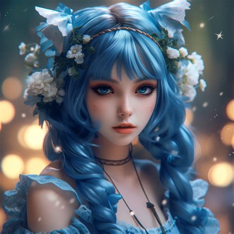 anime girl  blue hair  eyes  muhbui  deviantart