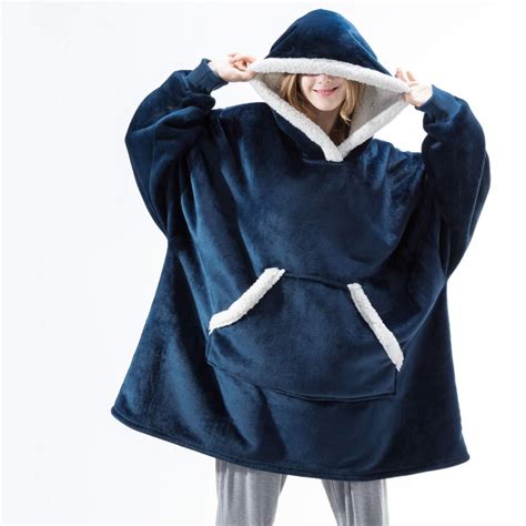 Sweat Plaid Capuche Bleu Univers Cocooning