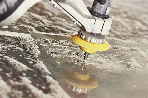 Hydroabrasive Treatment. Metalworking Cutting with Water Jet Stock Image - Image of modern, hole ...