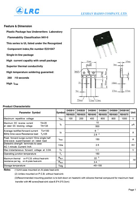 D Sb Rectifiers Datasheet Distributor Stock And Price