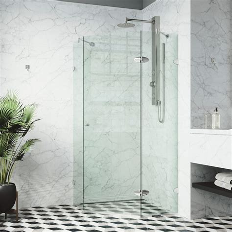 Vigo Verona Chrome 38 In W X 73 In H Frameless Corner Neo Angle Hinged Shower Door Vg6061chcl40