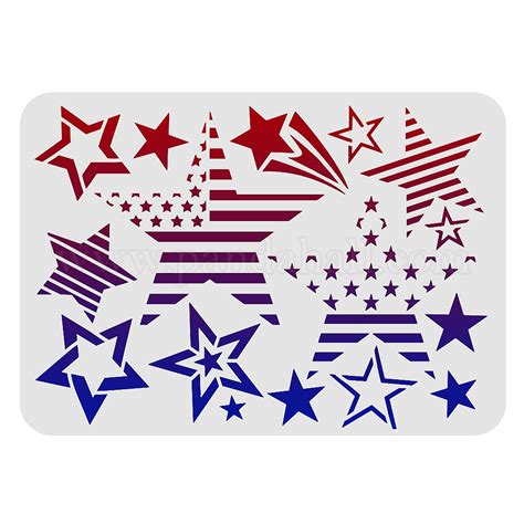 Wholesale FINGERINSPIRE Star Stencils 29 7x21cm Plastic Stars Flag