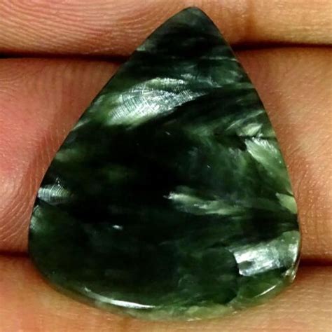 15 40 Cts Natural Pear Green Seraphinite Cabochon Bracelet Making