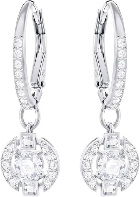 Swarovski Orecchini A Buco Sparkling Dance Round Cristallo Bianco Rodiati Da Donna Amazonit