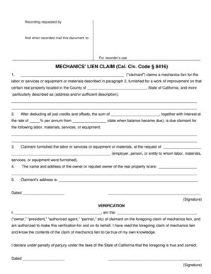 Mechanics Lien Claim Form Complete With Ease AirSlate SignNow