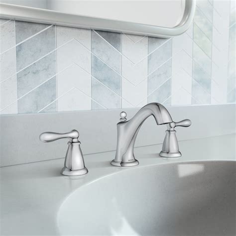 Moen Caldwell Chrome Widespread 2 Handle Watersense Bathroom Sink Faucet With Drain Ws84440 At