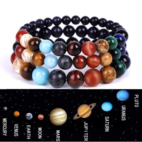 Eight Planets Bead Bracelet Men Natural Stone Universe Yoga Chakra