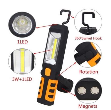 COB LED Inspection Lamp Rechargeable Work Light 3W Hand Torch Flexible