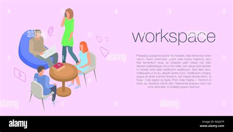 Workspace Concept Banner Isometric Style Stock Vector Image Art Alamy