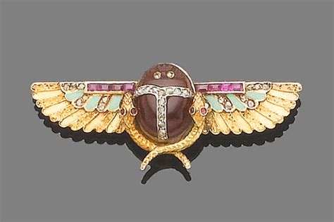 Bonhams A Gem Set Scarab Brooch Egyptian Revival Jewelry Egyptian