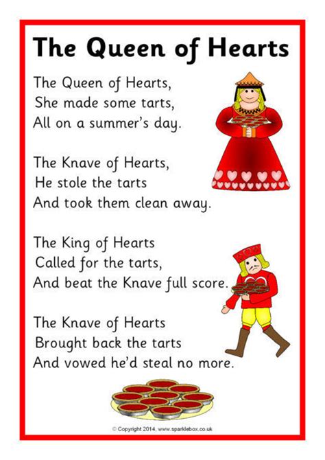 The Queen of Hearts Rhyme Sheet (SB10935) - SparkleBox