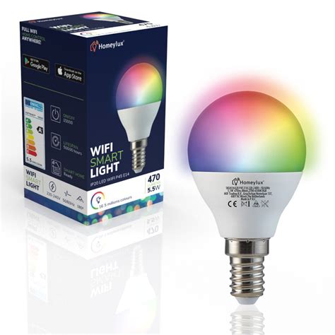 E14 Smart Led Bulb Rgbww Wifi 5 5 Watt 470lm P45 Dimmable Hoftronic