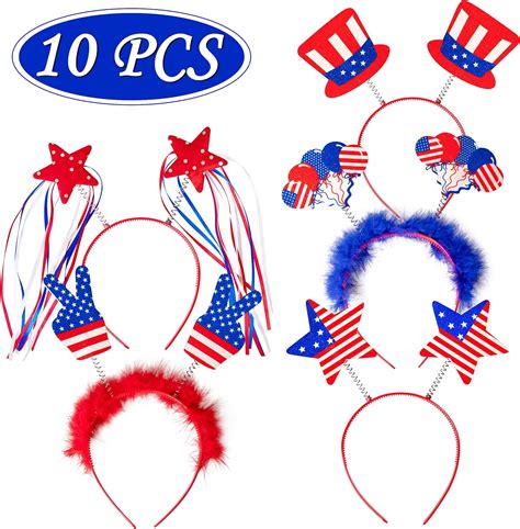 10pcs Patriotic Head Boppers Headband Star Uncle Sam Hat