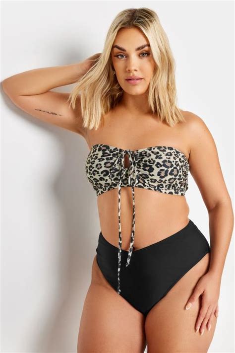 Yours Plus Size Brown Leopard Print Halter Neck Bikini Top Yours Clothing