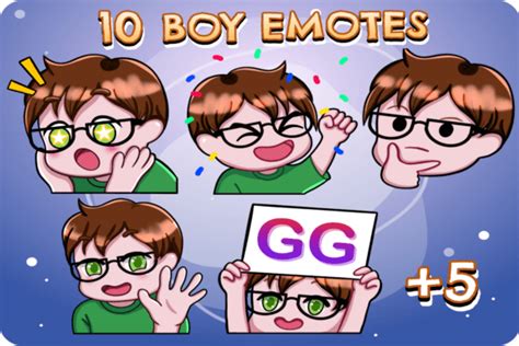 Boy Twitch Emote Brown Hair Glasses Graphic By Fromporto Creative Fabrica