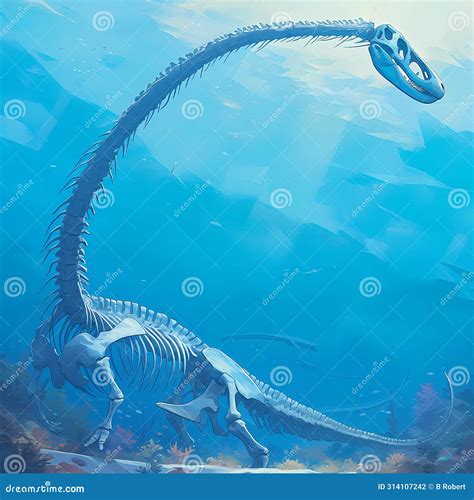 Striking Marine Vessel Elasmosaurus Skeleton Stock Illustration