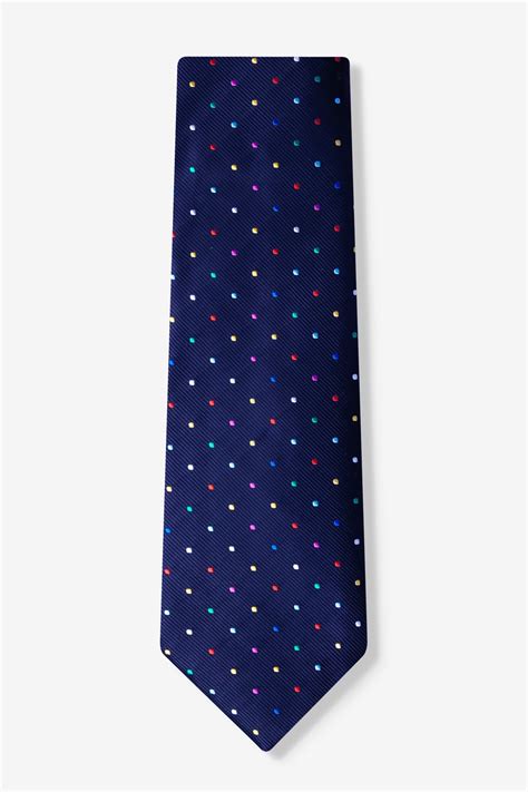 Navy Blue Microfiber Crayon Polka Dot Tie