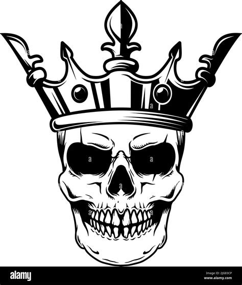 Skull With King Crown Design Element For Logo Label Sign Emblem