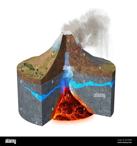 Mount Ontake Eruption Cutaway Computer Illustration Showing The