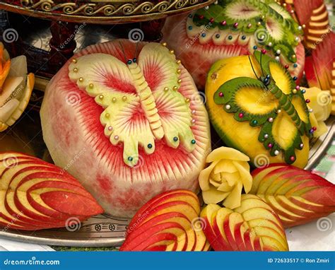 Fruit Carving Food Sculpture Art Stock Image - Image of design, carved ...