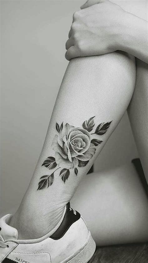 50 Beautiful Rose Tattoo Ideas Leg Tattoos Women Rose Tattoo Leg