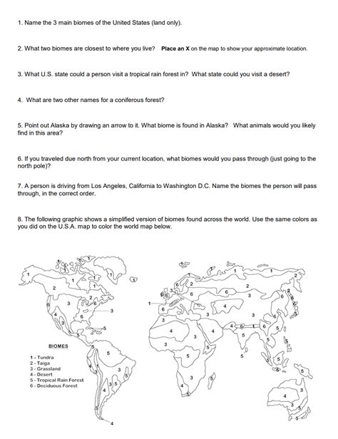 Color The North American Biomes Worksheet