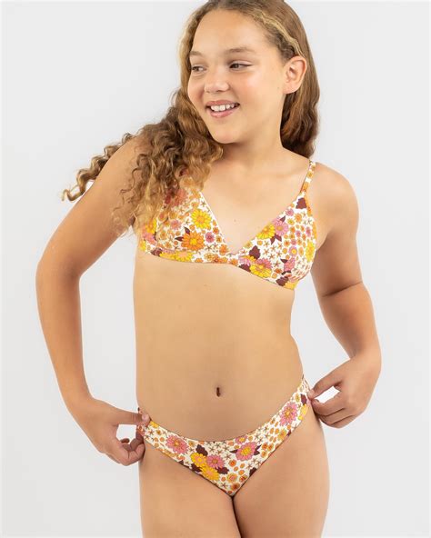 Topanga Girls Dharma Triangle Bikini Set In Multi Free Shipping