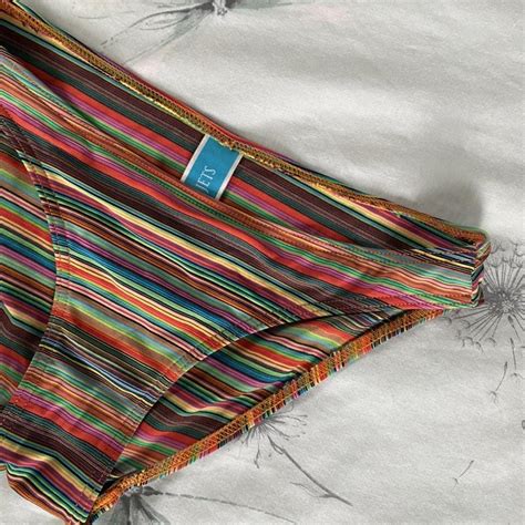 Jets Y2k Rainbow Pattern Cheeky Bikini Bottoms Size Depop