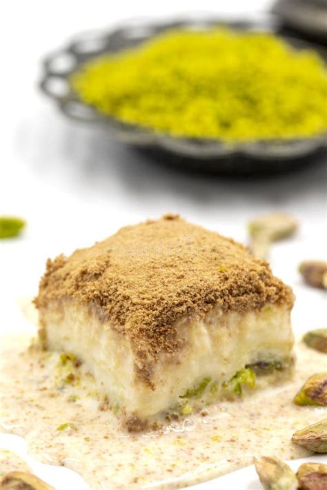 Cold Baklava On A White Background Cold Baklava Prepared With Milk And