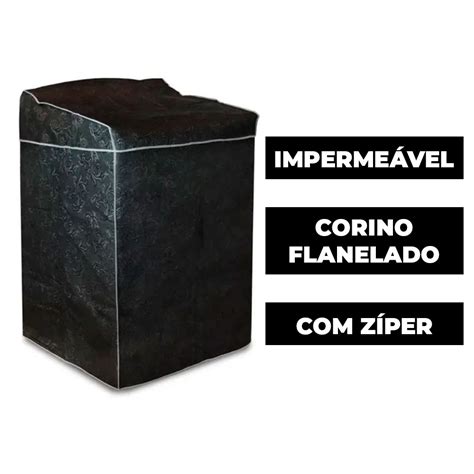 Capa para Máquina de Lavar 12kg 13kg 15kg 16kg Preta