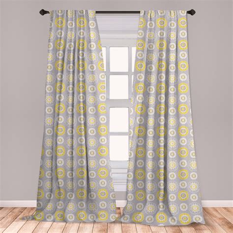 Grey And Yellow Curtains 2 Panels Set Pale Grey Backdrop With Inspired