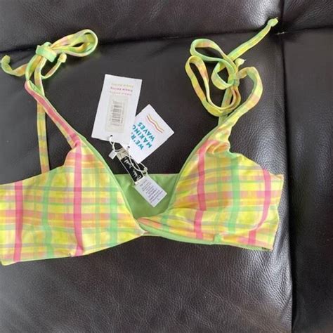 Dippin Daisy S Swim Dippin Daisys Nwt Pretty Plaid Twist Bikini High Rise Cheeky Made In