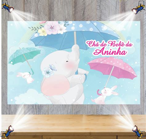 Painel 1 50x1 00mt Chá de Bebe Elefantinho Elo7