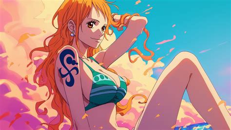 K Hd Wallpaper Nami From One Piece In Neon Beach Bliss In Neon