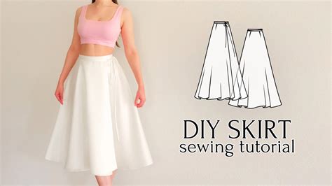 Diy Adjustable Midi Wrap Skirt Sewing Pattern Youtube