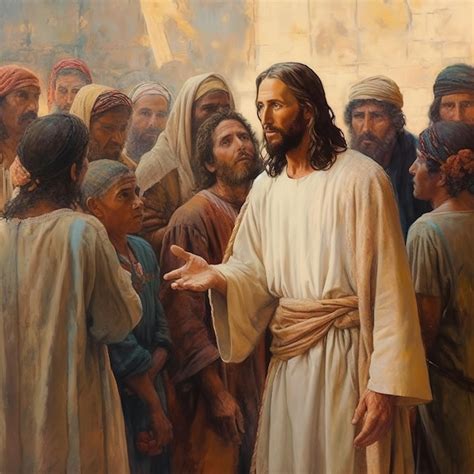 Premium AI Image Jesus Christ Talking To People Oil Painting