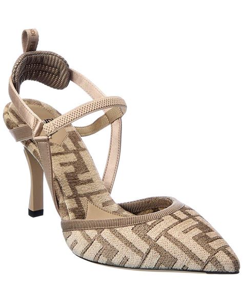 Fendi Colibri Lite Chenille Jacquard Slingback Pump In Metallic Lyst Uk