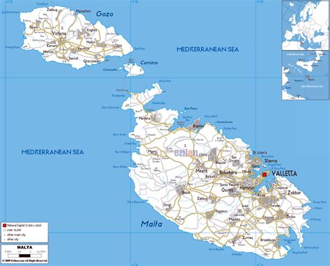 Large road map of Malta with cities and airports | Malta | Europe ...