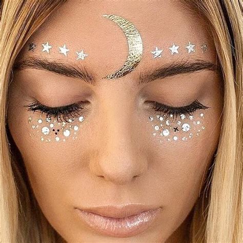 Metallic Face Temporary Tattoo Jewels 6 Designs The Songbird Collection Rave Makeup