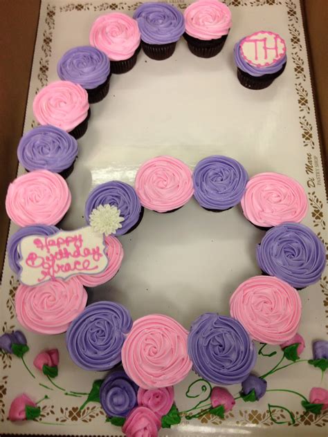 Pink And Lavender Rosette Number 6 Cupcake Cake 6th Birthday Cakes