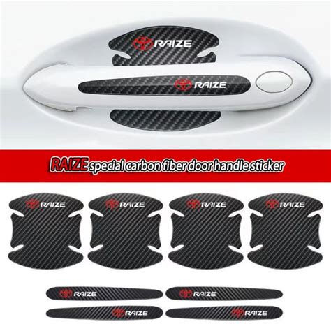 8 Pieces Toyota Raize Carbon Fiber Door Handle Protection Sticker