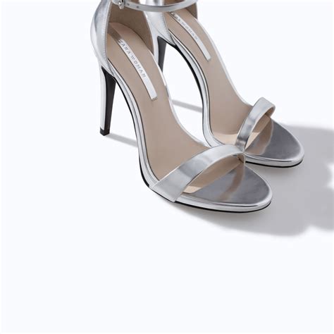 Zara High Heel Strappy Sandal In Metallic Lyst