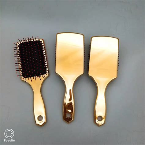 Yaeshii Uv Electroplate Plastic Hair Brush Gold Hairbrush Massage Comb