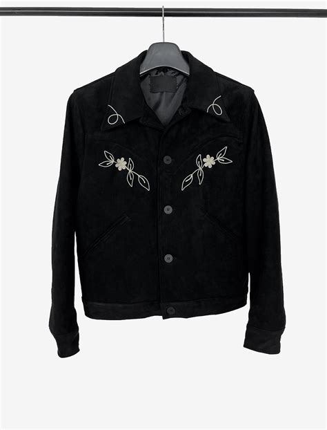western art pattern suede jacket