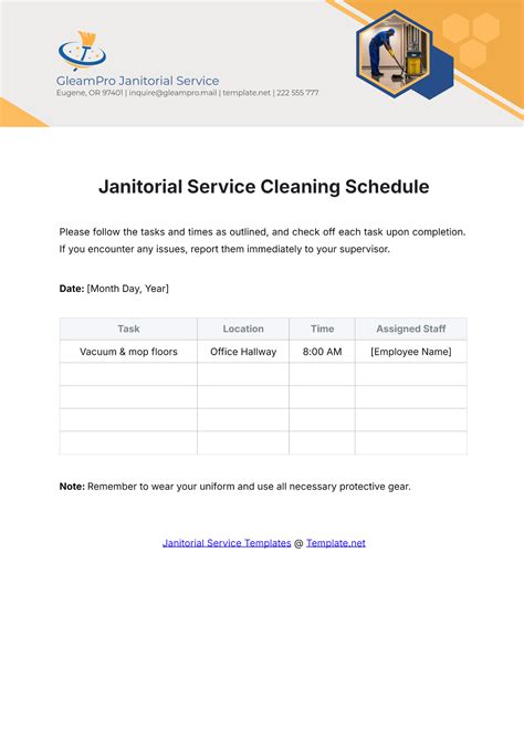 Free Classroom Cleaning Schedule Template to Edit Online