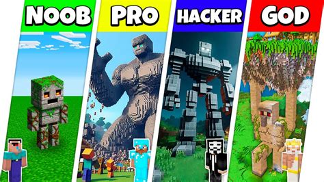 Minecraft Battle Noob Vs Pro Vs Hacker Vs God Inside Golem House Base